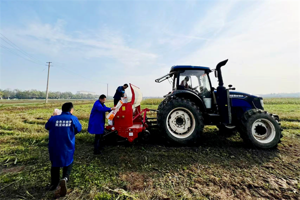 职工在田间地头抢播作业.png